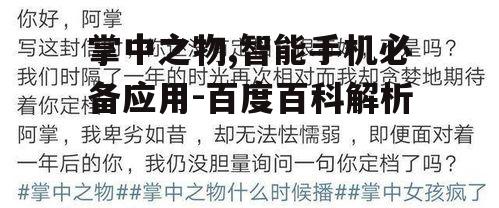 四、掌中之物的使用注意事项