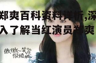 二、郑爽的成名作及其影响力