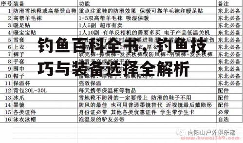 二、装备选择:钓鱼必备装备清单