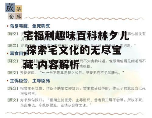 二、宅福利趣味百科林夕儿的内容特点