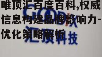 唯顶汇百度百科,权威信息构建品牌影响力-优化策略解析